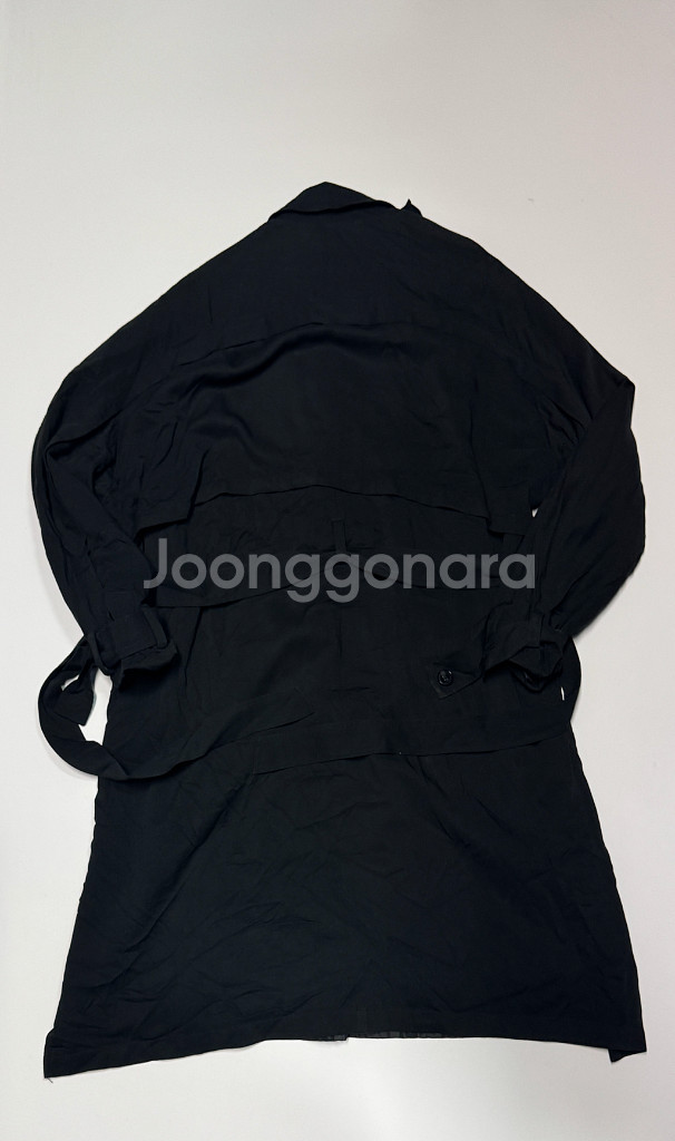 여성 톰보이 Tomboy 블랙 벨티드 트렌치코트--1