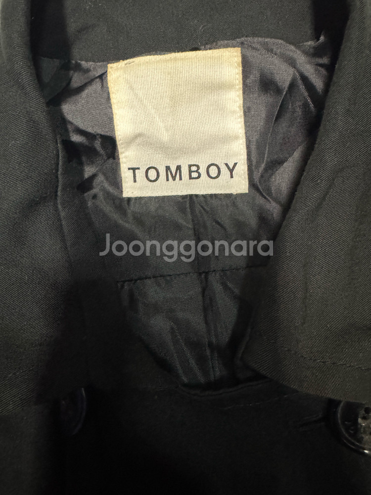 여성 톰보이 Tomboy 블랙 벨티드 트렌치코트--2