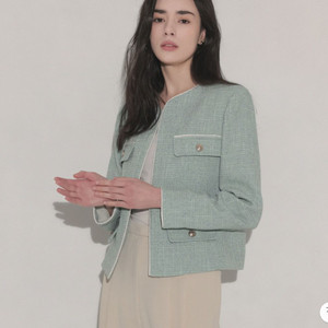 새상품) 브로우엔드 트위드 크롭 자켓 라벤더 민트