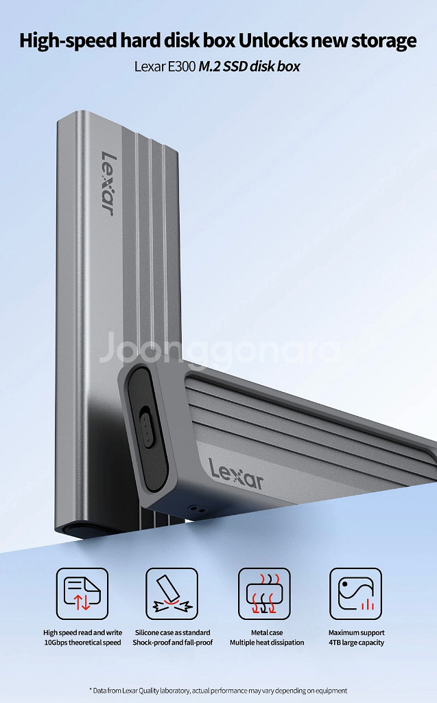 미개봉 새상품 Lexar 렉사 정품 M.2 외장 SSD 케이스 급속 10Gbps NVMe C 타입 하드 드라이브--6