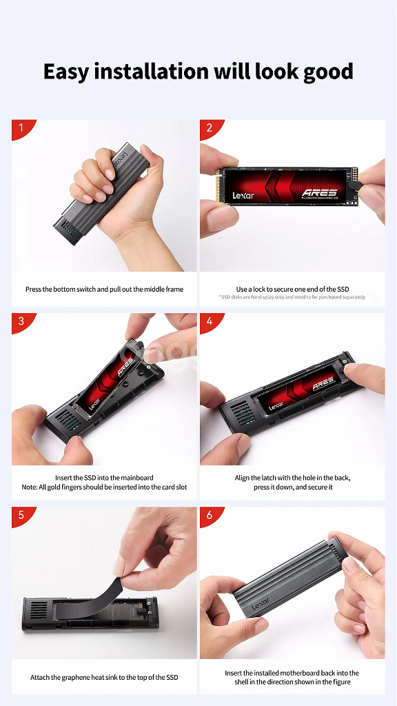 미개봉 새상품 Lexar 렉사 정품 M.2 외장 SSD 케이스 급속 10Gbps NVMe C 타입 하드 드라이브--8