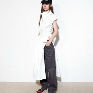 온스카 스트링 믹스 레이어드 원피스 화이트