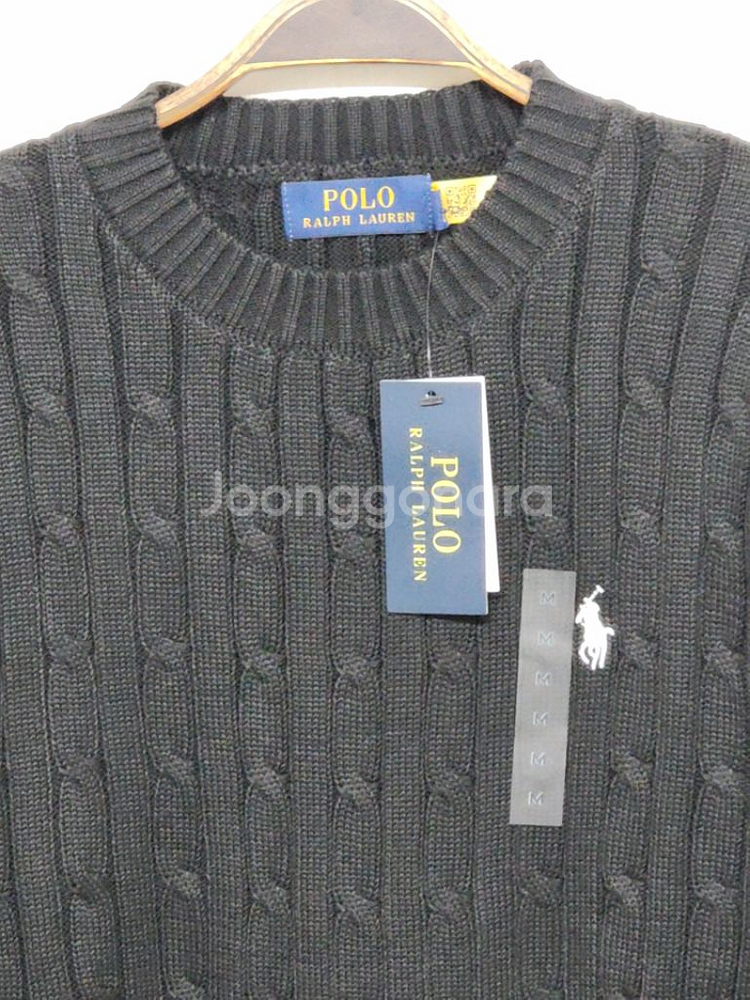 (L) 랄프로렌 폴로 꽈배기 니트 블랙 케이블 스웨터--1