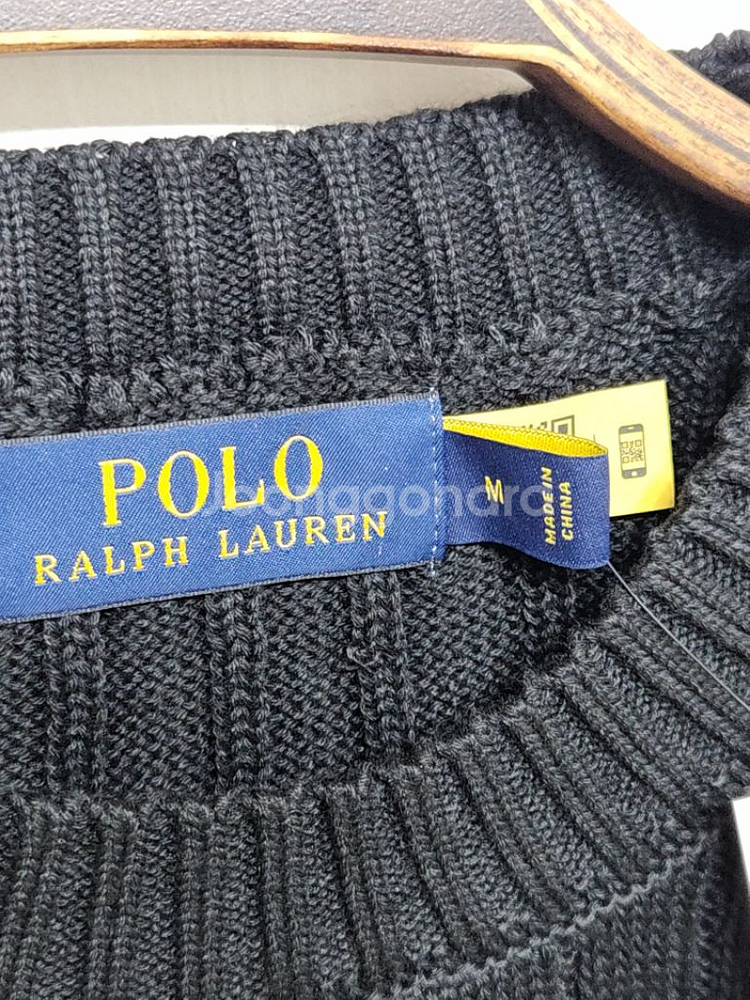 (L) 랄프로렌 폴로 꽈배기 니트 블랙 케이블 스웨터--2