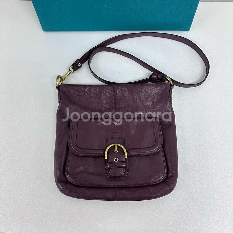 COACH 코치 버건디 가죽 숄더백 크로스백--0