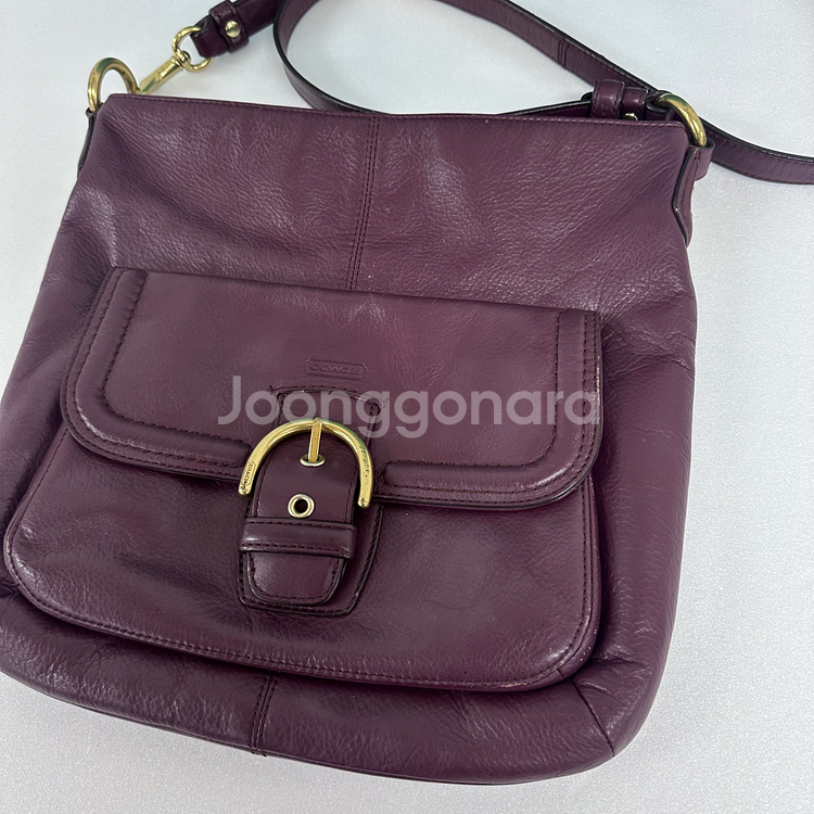 COACH 코치 버건디 가죽 숄더백 크로스백--1