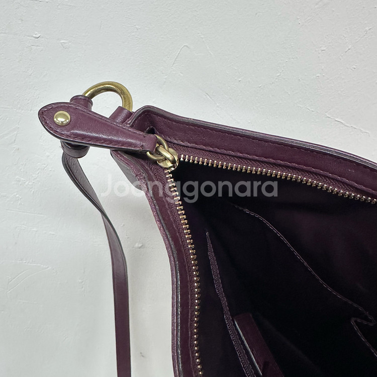 COACH 코치 버건디 가죽 숄더백 크로스백--5