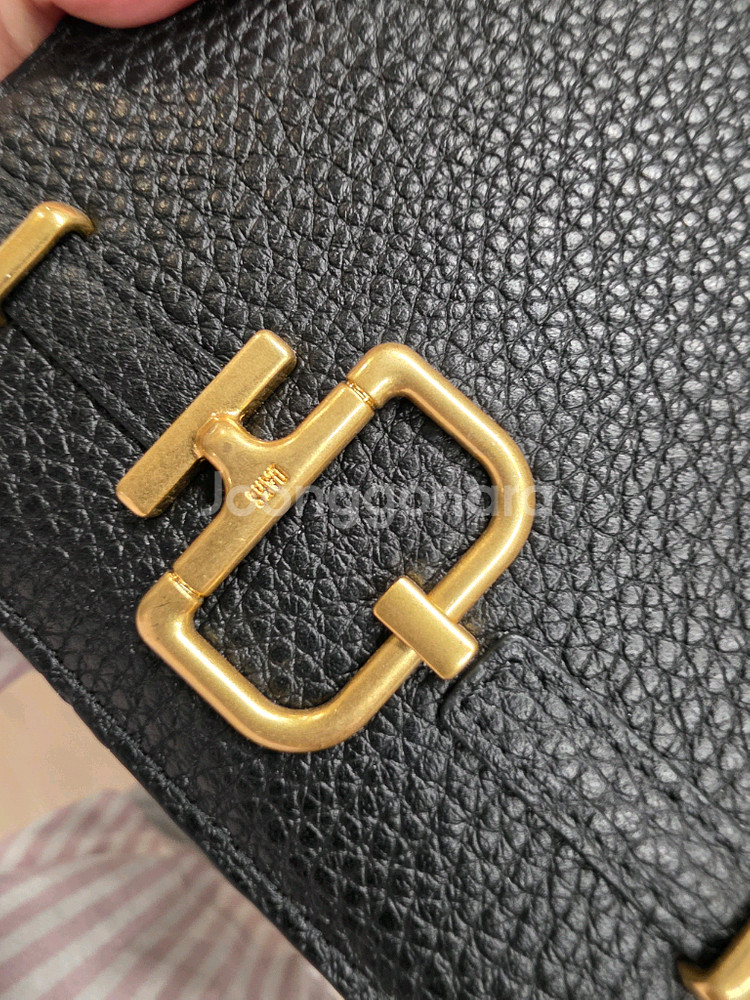 닥스 블랙 D-버클장식 소가죽 미니 크로스백 거울내장--0