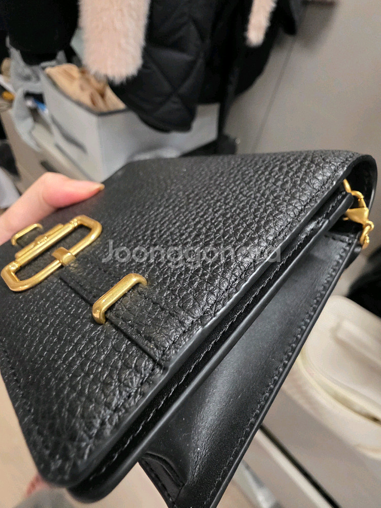 닥스 블랙 D-버클장식 소가죽 미니 크로스백 거울내장--3