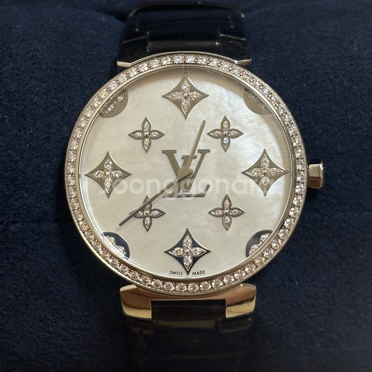 루이비통 땅부르 시계 풀파베 풀다이아 악어가죽 스트랩--0