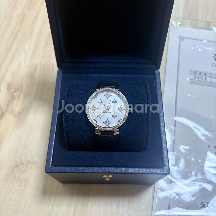 루이비통 땅부르 시계 풀파베 풀다이아 악어가죽 스트랩--1