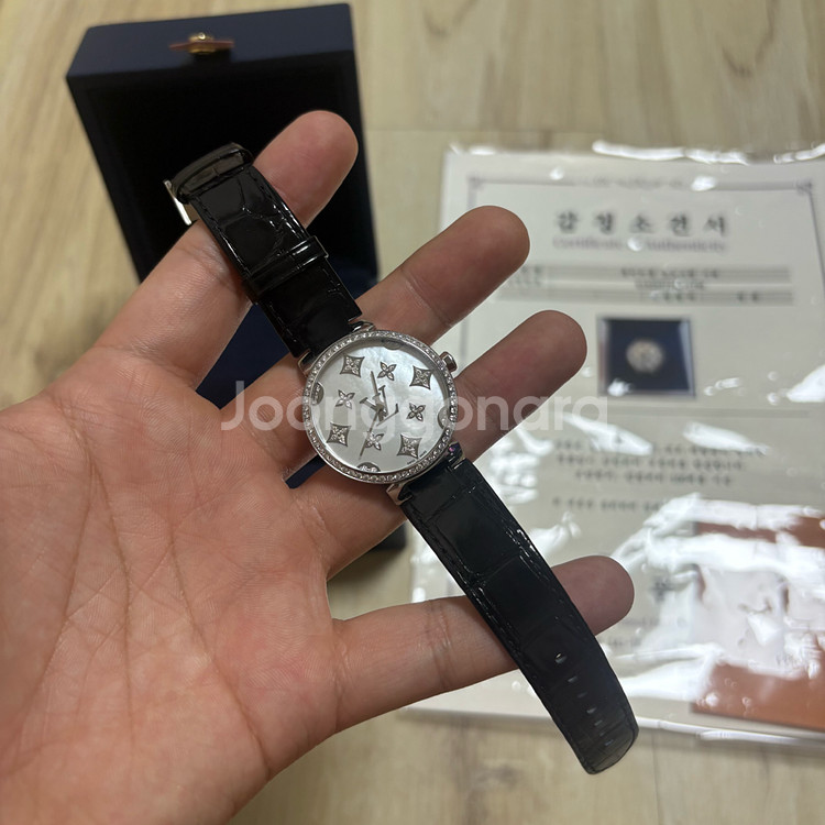 루이비통 땅부르 시계 풀파베 풀다이아 악어가죽 스트랩--3