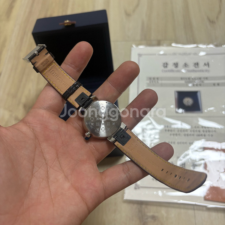 루이비통 땅부르 시계 풀파베 풀다이아 악어가죽 스트랩--4