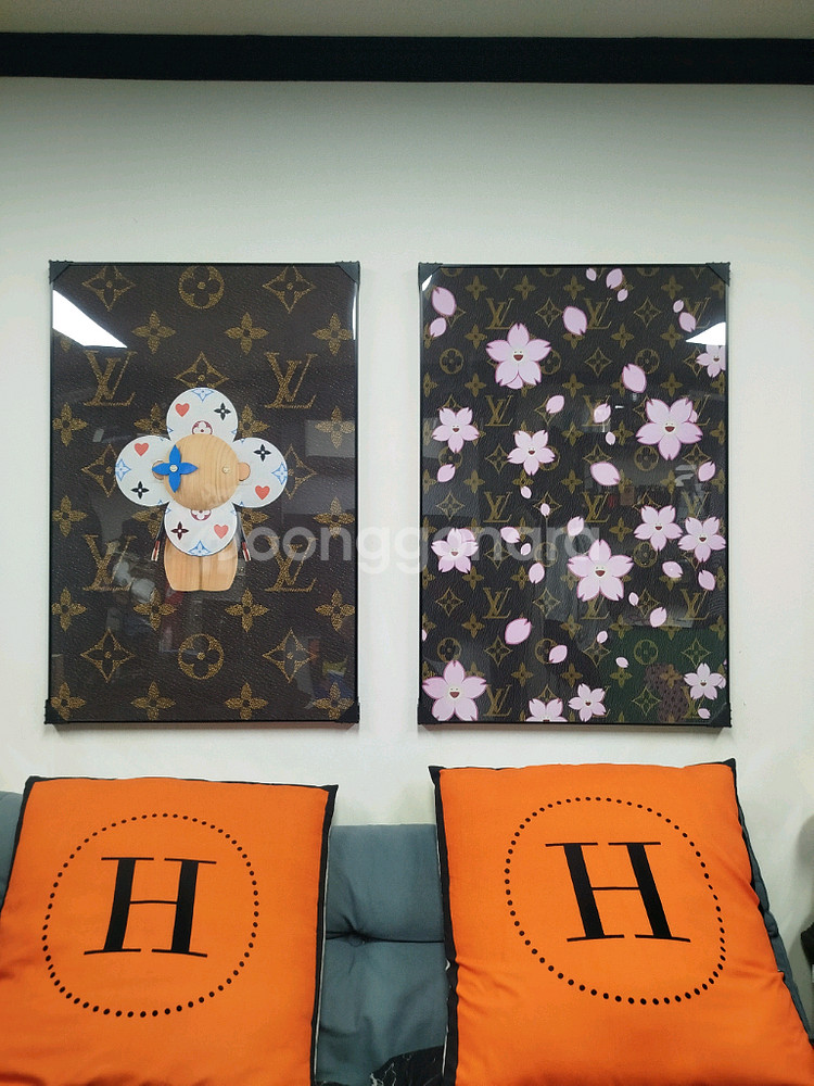 루이비통 모노그램 대형 그림 액자 팝아트 인테리어소품 인테리어액자 명품그림 명품액자 가방 지갑 카이카이키키 꽃그림--3