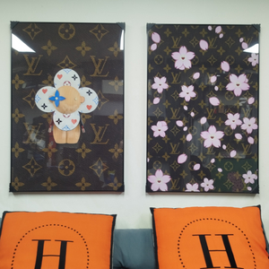 루이비통 모노그램 카이카이키키 웃는꽃 꽃그림 대형 그림 액자 팝아트 인테리어소품 인테리어액자 명품그림 명품액자