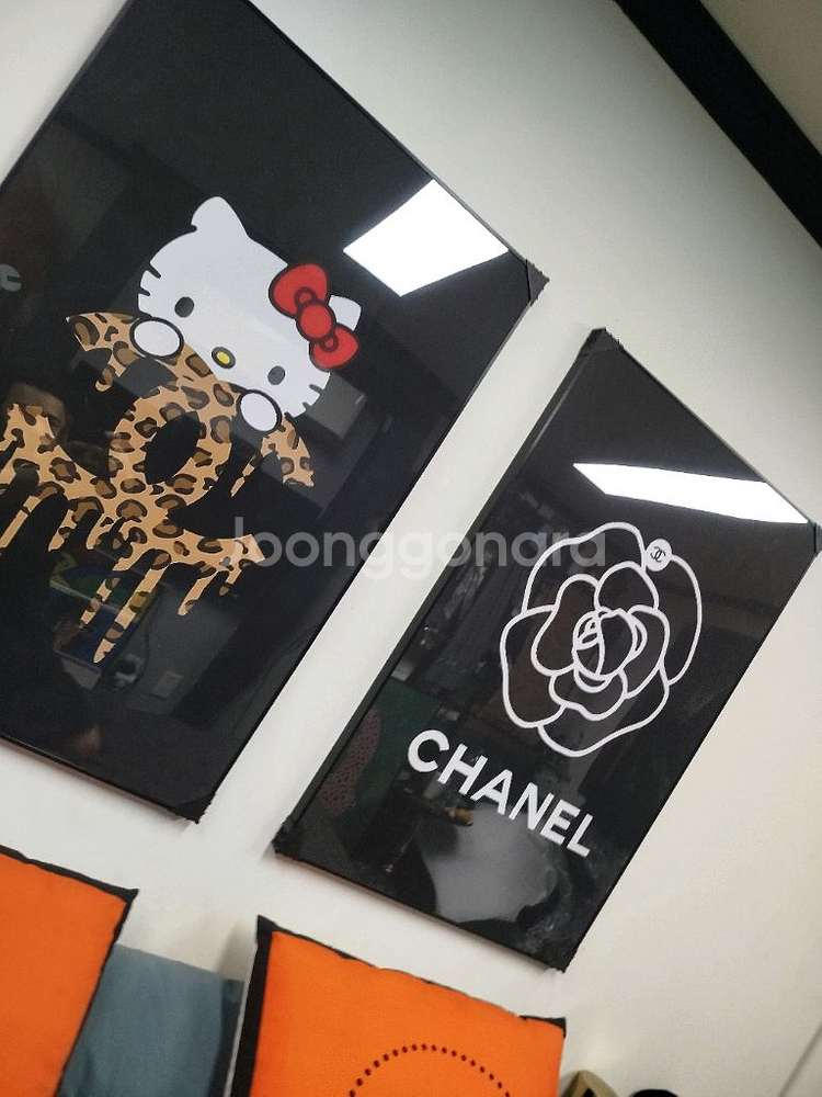 샤넬꽃 꽃그림 샤넬그림 샤넬액자 키티그림 키티액자 대형 그림 액자 팝아트 인테리어소품 인테리어액자 명품그림 명품액자--6