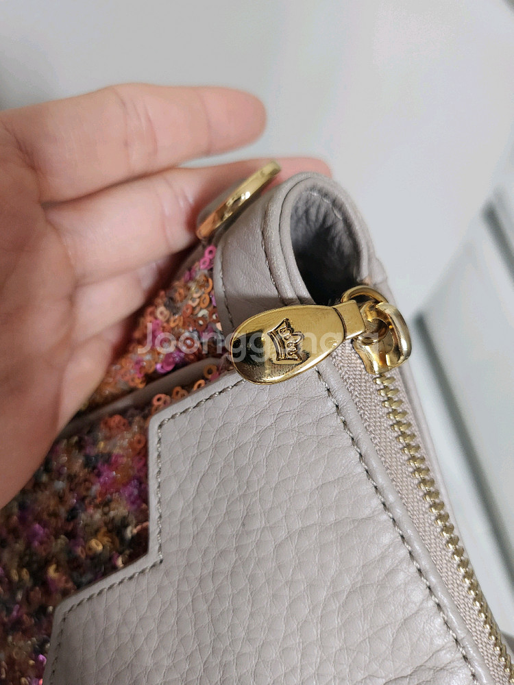 제이에스티나 스팽글 토트백 숄더백 소가죽가방--5