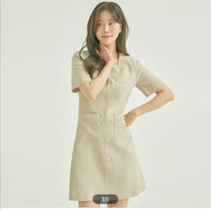 로엠 린넨혼방 트위드 미니 원피스