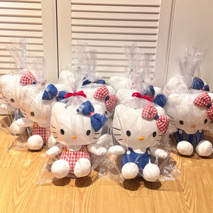 새상품) 산리오 정품 멜빵 체크키티 중형인형 8개