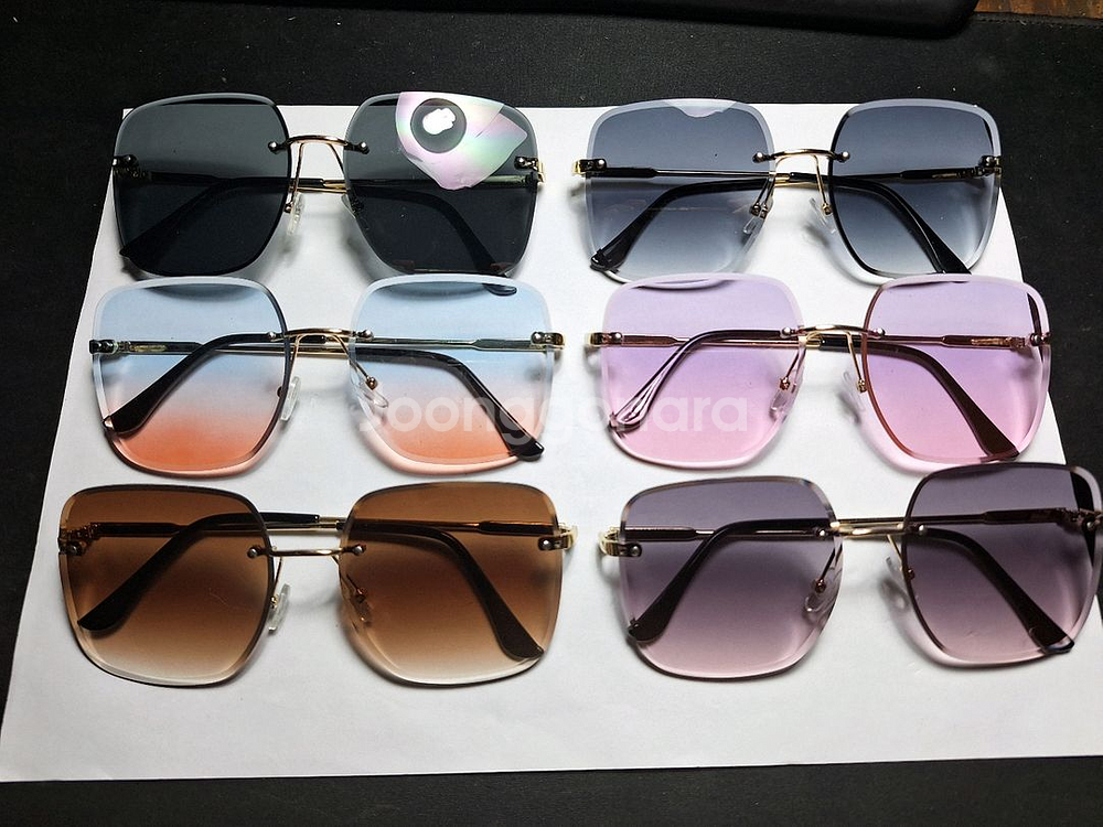 빈티지 무테 선글라스 자외선 차단 남녀공용 안경--0