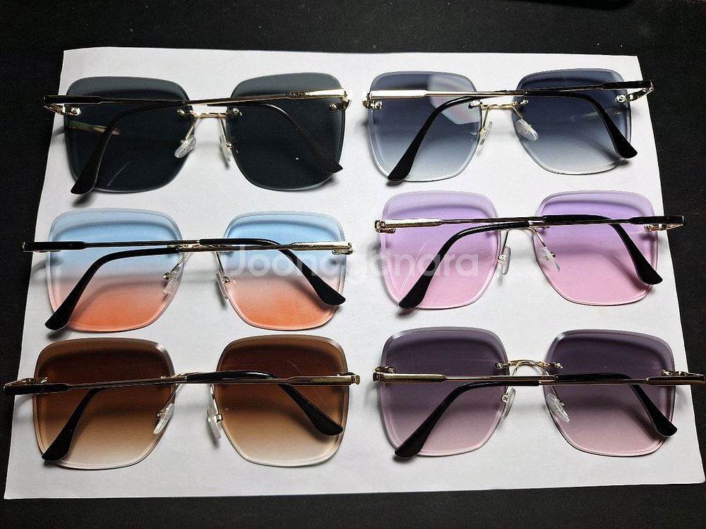 빈티지 무테 선글라스 자외선 차단 남녀공용 안경--1