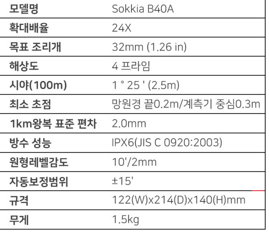 소키아 자동레벨기 B40A 이미지