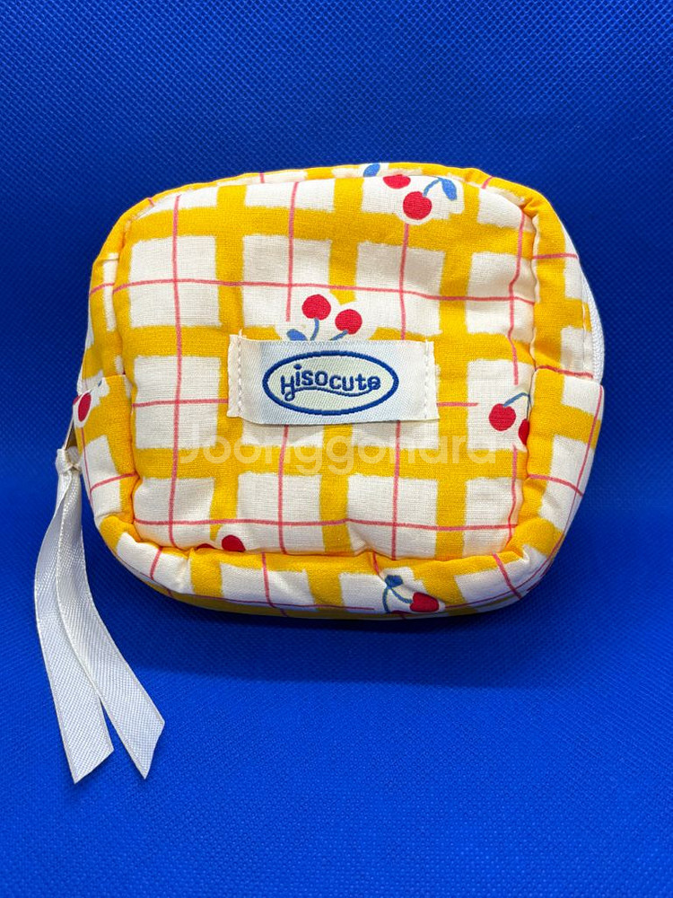 체리 체크 노랑 파우치 휴대용으로도 용이--4
