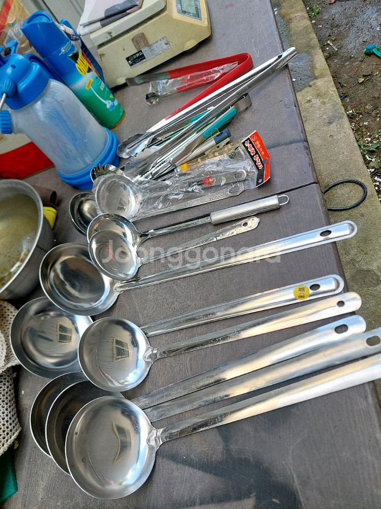 업소용 스테인리스 국자 집게 12개 7개 미사용--0