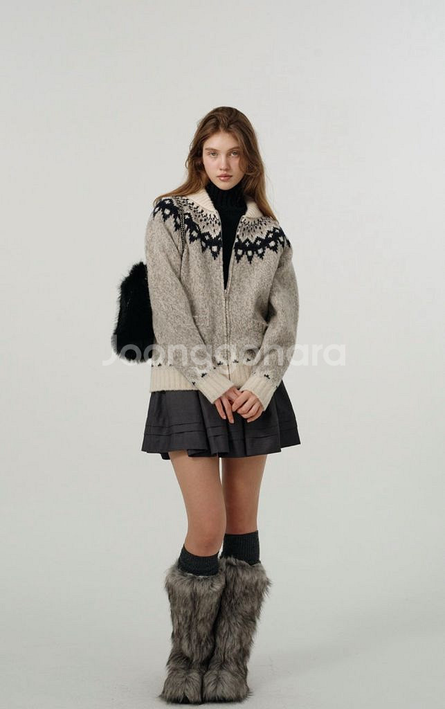 더바넷 Nordic Zip-Up Knit Cardigan--1