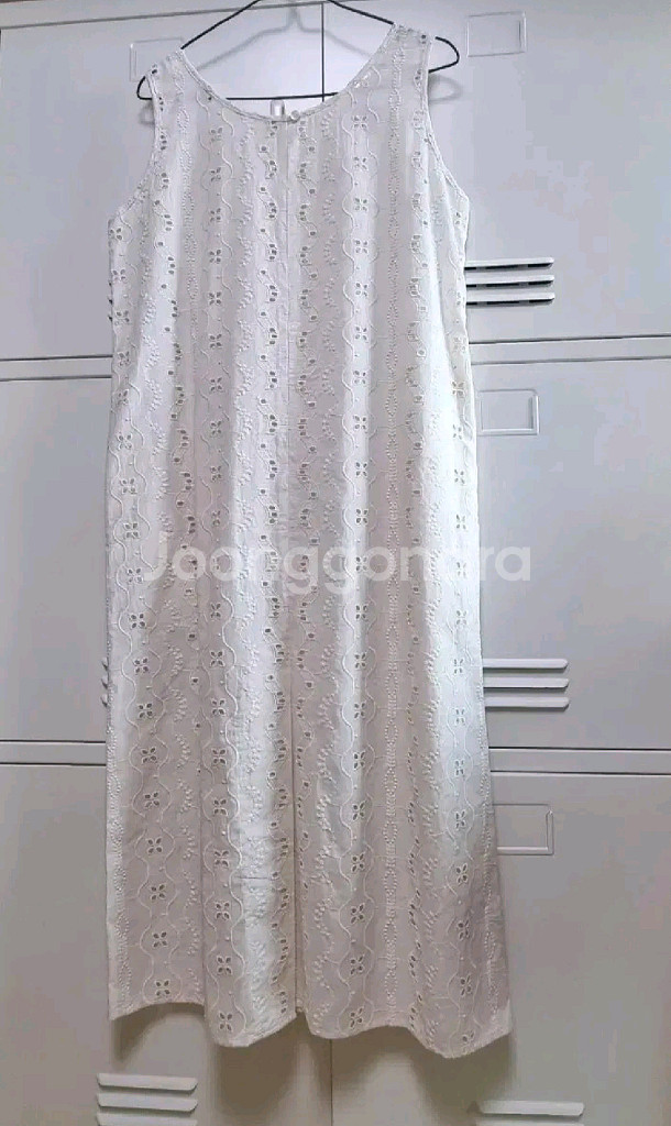 리본타이 투굿 펀칭 아일렛 원피스 - 블랙,M--10