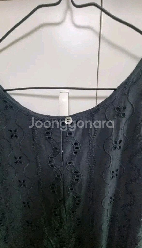 리본타이 투굿 펀칭 아일렛 원피스 - 블랙,M--3