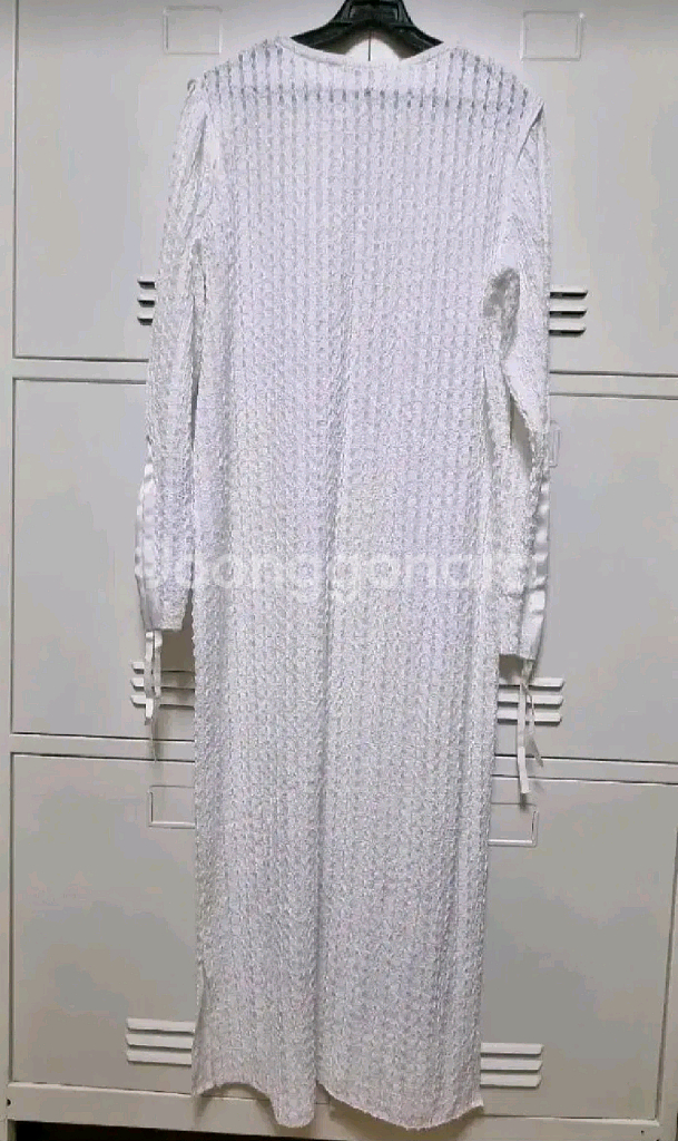 리본타이 나흐 펀칭 원피스 - 아이보리,프리--11