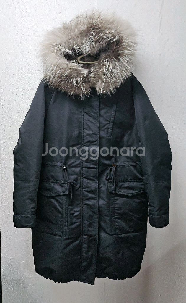 나이스클랍 후드 퍼 블랙 패딩 야상 점퍼 M--0