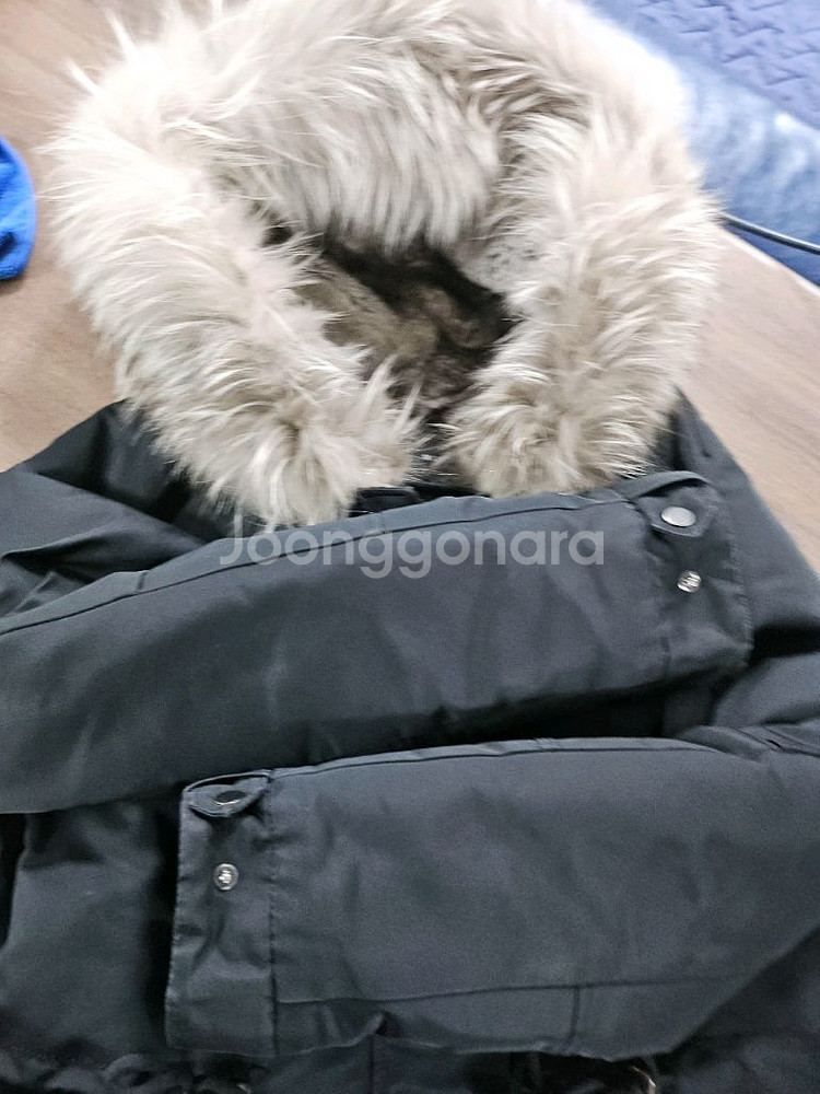 나이스클랍 후드 퍼 블랙 패딩 야상 점퍼 M--2