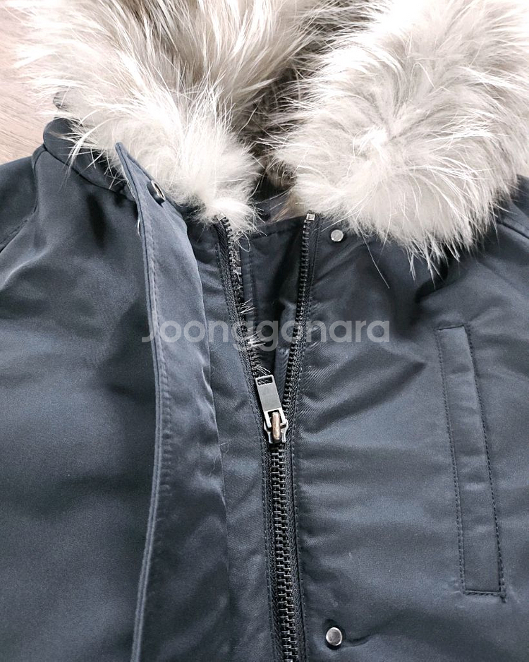 나이스클랍 후드 퍼 블랙 패딩 야상 점퍼 M--4