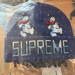 슈프림 스노우맨 비니 라이트 네이비 21fw