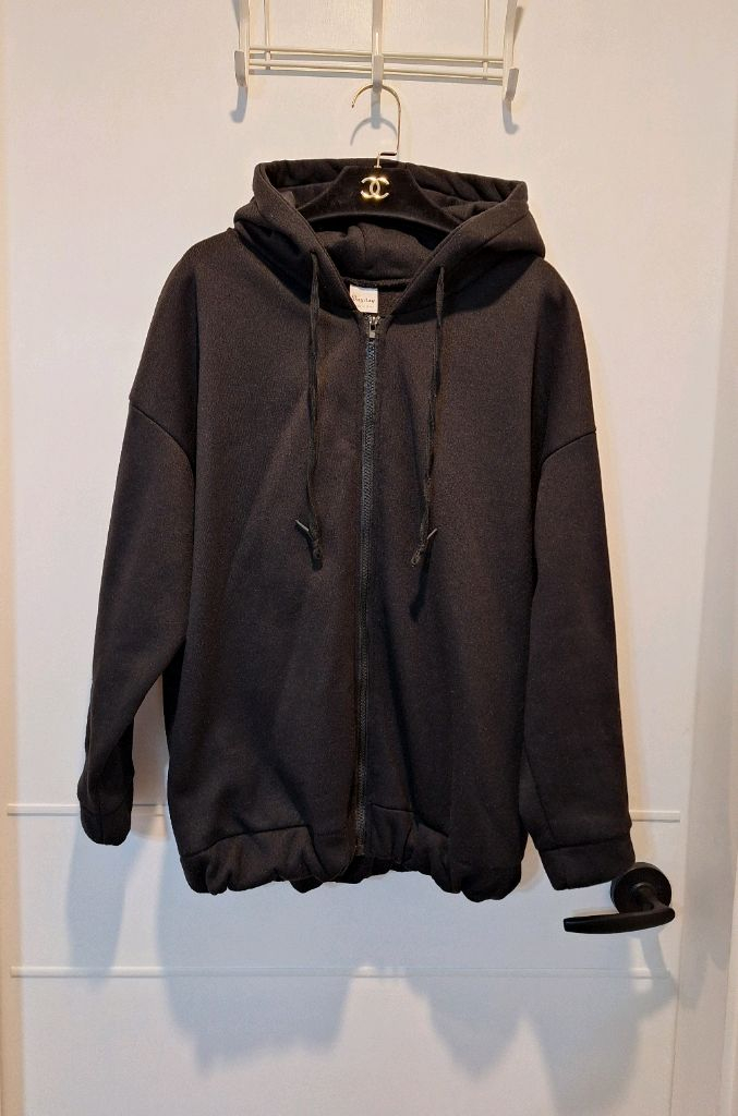 블랙 기모 여성 후드 집업 이미지