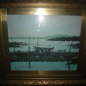 유채화그림+고급엔틱액자(작품명 나룻터/ 힐링그림작픔)/아이폰 애플 골프 캠핑 등산낚시 헬스요가러닝 엘지 삼성 나이키