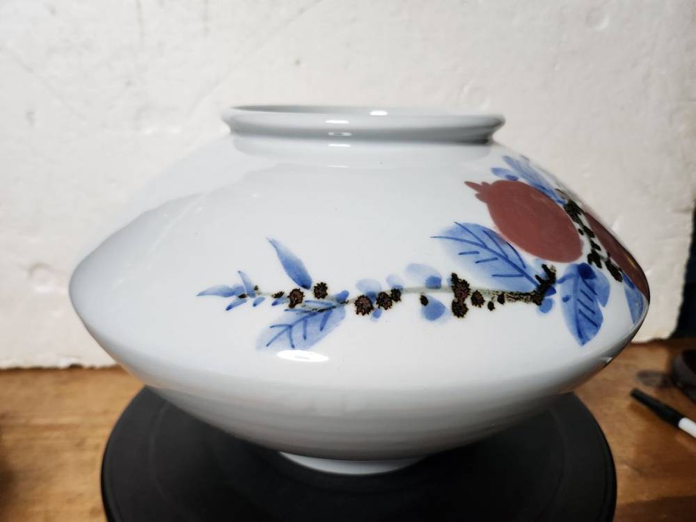 청하 철화백자 연시 수리문 바둑알 자기 이미지