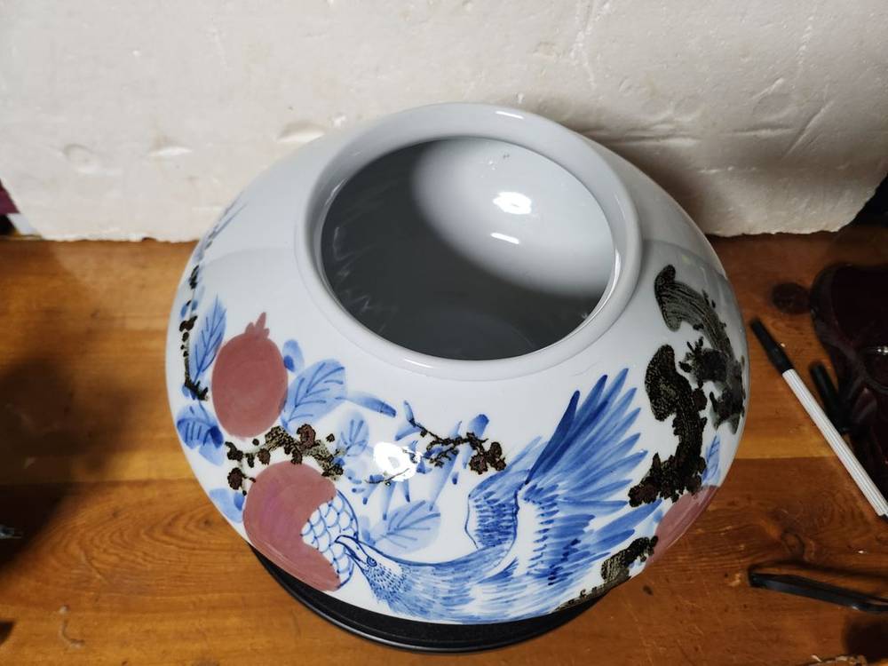 청하 철화백자 연시 수리문 바둑알 자기 이미지