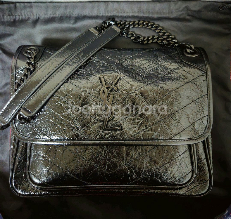 생로랑 니키백 미디엄 블랙체인--0