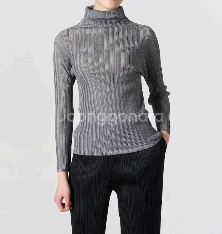 이세이미야케 플리츠플리즈 탑 립플리츠 베이직 탑 그레이 3사이즈--5