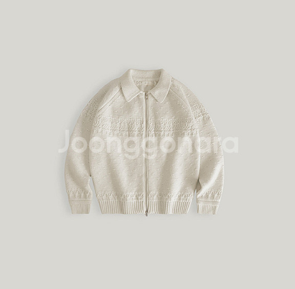 노르딕 패치 울 집업니트 아이보리M--0