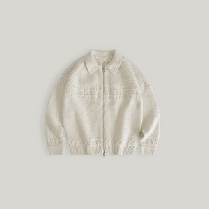 노르딕 패치 울 집업니트 아이보리M