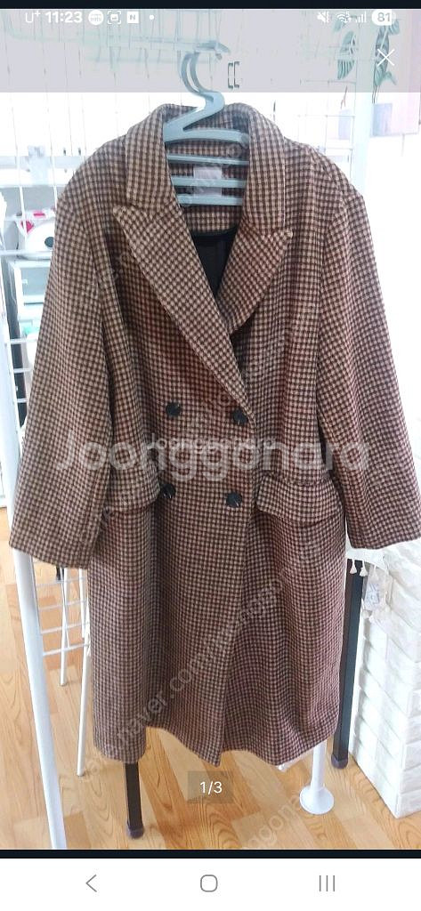 에잇세컨즈 체크 코트 롱코트 프리사이즈 25000원. 상태좋음 예쁨--0