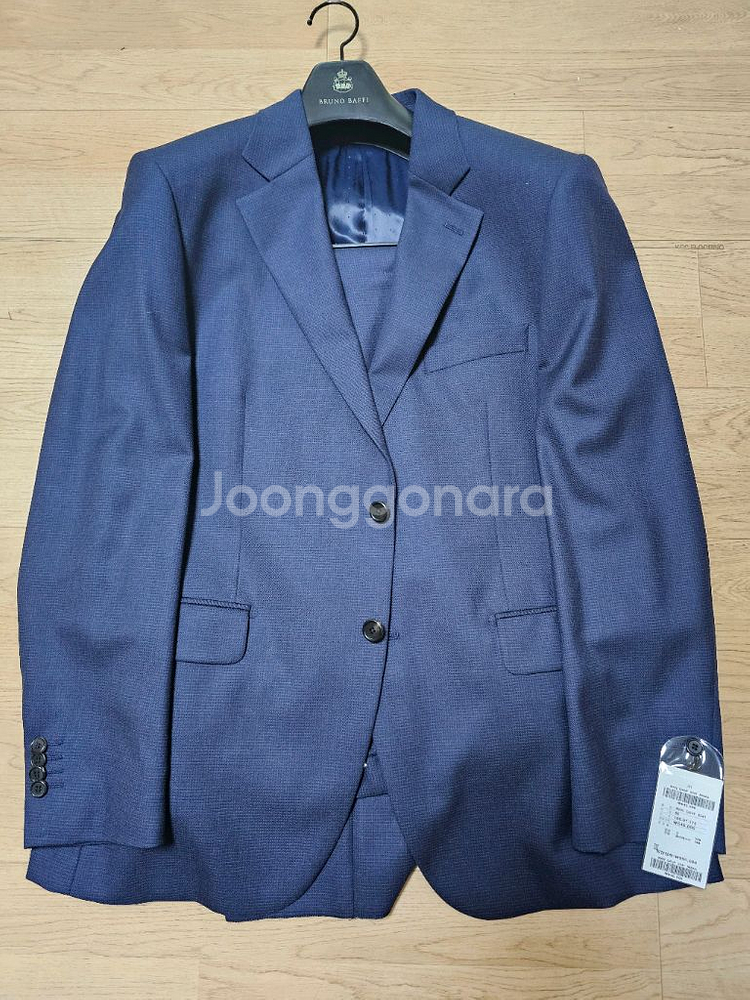 남성 정장 세트 순모 체크네이비 105 새상품 추동복--0