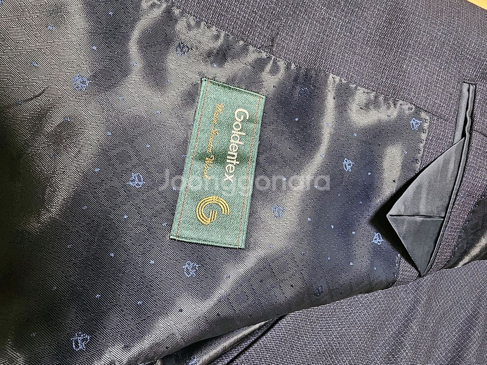 남성 정장 세트 순모 체크네이비 105 새상품 추동복--2