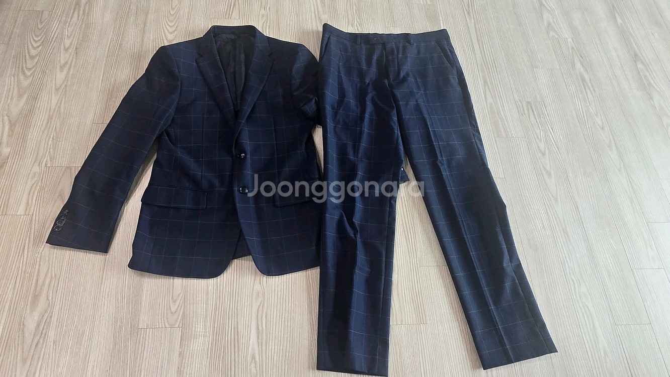 남성 체크 정장 수트 셋업--1