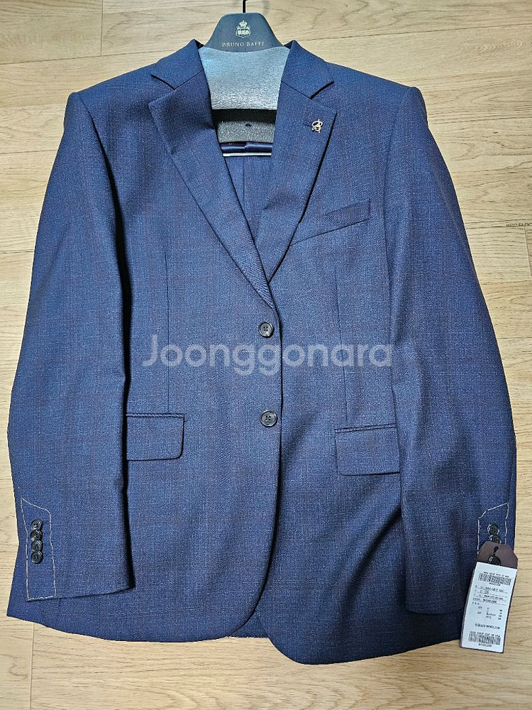 남성 정장 세트 실크혼방 체크네이비 105 추동복 새상품--4