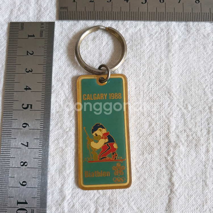캐나다 캘거리 올림픽 바이애슬론 기념 열쇠고리 크로스컨트리 사격 키링--4